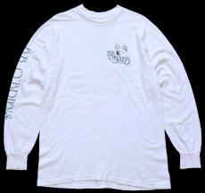 画像1: 80s USA製 Hanes B.B. O'BRIENS SPORTS CAFE 袖プリント コットン 長袖Tシャツ 白 L (1)