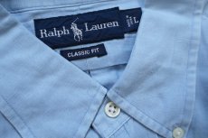 画像4: 00s ラルフローレン CLASSIC FIT ワンポイント ボタンダウン リネン×シルクシャツ ライトブルー L (4)