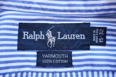 画像4: 90s ラルフローレン YARMOUTH ストライプ ボタンダウン コットンシャツ サックス×白 15-32 (4)
