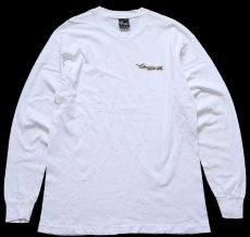 画像2: 90s USA製 Yaga アンク ピースマーク ロゴ コットン 長袖Tシャツ 白 L (2)