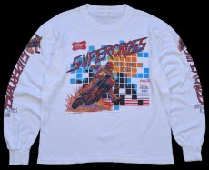 画像1: 80s SUPERCROSS モトクロス Miller Coca-Colaコカコーラ TOYOTA TRUCKS AMA 協賛 袖プリント コットン 長袖Tシャツ 白 L (1)