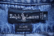 画像4: 90s ラルフローレン BLAIRE ワンポイント ボタンダウン デニムシャツ フェード (4)