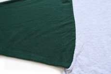 画像7: 90s USA製 FWD 刺繍 ツートン ヘンリーネック コットン 長袖Tシャツ 杢ライトグレー×緑 2X★特大 (7)