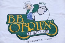 画像3: 80s USA製 Hanes B.B. O'BRIENS SPORTS CAFE 袖プリント コットン 長袖Tシャツ 白 L (3)