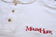 画像5: 90s USA製 Mouse Hunt 刺繍 ヘンリーネック コットン 長袖Tシャツ 生成り XL (5)