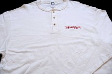 画像4: 90s USA製 Mouse Hunt 刺繍 ヘンリーネック コットン 長袖Tシャツ 生成り XL (4)