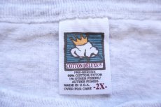 画像6: 90s USA製 FWD 刺繍 ツートン ヘンリーネック コットン 長袖Tシャツ 杢ライトグレー×緑 2X★特大 (6)