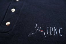 画像5: 90s USA製 IPNC 刺繍 ヘンリーネック コットン 長袖Tシャツ 黒 XL (5)