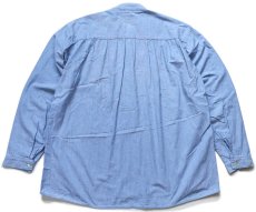 画像2: 90s BOOT BARN ピンタック入り バンドカラー プルオーバー コットン シャンブレーシャツ L (2)