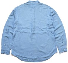 画像2: 00s ラルフローレン CLASSIC FIT ワンポイント ボタンダウン リネン×シルクシャツ ライトブルー L (2)