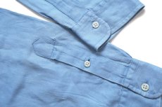 画像6: 00s ラルフローレン CLASSIC FIT ワンポイント ボタンダウン リネン×シルクシャツ ライトブルー L (6)