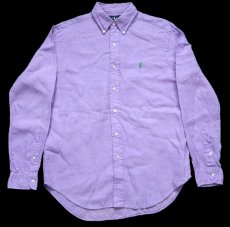 画像1: 00s ポロ ラルフローレン Classic Fit ワンポイント ボタンダウン リネンシャツ ライトパープル M (1)