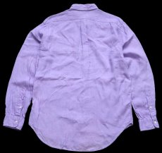 画像2: 00s ポロ ラルフローレン Classic Fit ワンポイント ボタンダウン リネンシャツ ライトパープル M (2)