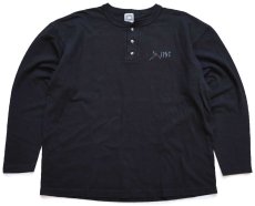 画像2: 90s USA製 IPNC 刺繍 ヘンリーネック コットン 長袖Tシャツ 黒 XL (2)