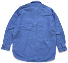 画像2: 80s USA製 L.L.Bean CHAMOIS CLOTH SHIRT 無地 コットン シャモアクロスシャツ ブルーグレー T-15.5 (2)