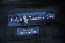 画像4: 00s ラルフローレン BLAKE ワンポイント ボタンダウン コットンシャツ 黒 フェード XL (4)