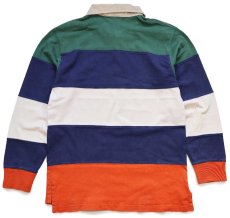 画像2: 90s ポロ ラルフローレン マルチカラー 太ボーダー コットン ラガーシャツ ボーイズL (2)