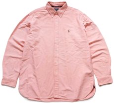 画像1: 00s ラルフローレン CLASSIC FIT ワンポイント マチ付き ボタンダウン オックスフォード コットンシャツ ピンク XL (1)