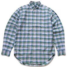 画像1: 00s ラルフローレン CLASSIC FIT マドラスチェック ボタンダウン オックスフォード コットンシャツ S (1)