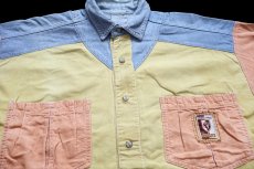 画像3: 90s Traders SPORTS WEAR マルチカラー 切り替え ダンガリー×コーデュロイシャツ (3)
