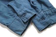 画像6: 80s USA製 FIVE BROTHERファイブブラザー 無地 コットン シャモアクロスシャツ ネイビーグレー フェード T-L (6)