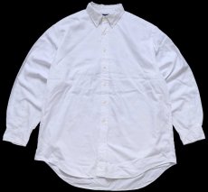画像1: 90s ラルフローレン YARMOUTH ワンポイント ボタンダウン ヘリンボーン コットンシャツ 白 17★特大 (1)