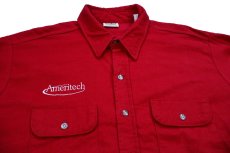 画像3: 90s USA製 FIVE BROTHERファイブブラザー Ameritech 刺繍 コットン シャモアクロスシャツ 赤 XL (3)