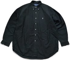 画像1: 00s ラルフローレン BLAKE ワンポイント ボタンダウン コットンシャツ 黒 フェード XL (1)