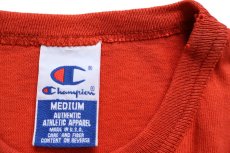 画像4: 90s USA製 Championチャンピオン ワンポイント スクリプト ロゴ コットンTシャツ 赤茶 M (4)