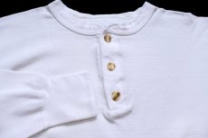 画像4: 80s USA製 Unity Sports Apparel ヘンリーネック 針抜き コットン アンダーシャツ 白 L (4)