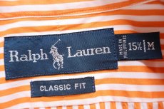 画像4: 00s ラルフローレン CLASSIC FIT ストライプ ボタンダウン コットンシャツ オレンジ×白 15.5 (4)