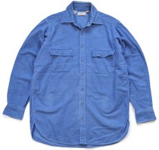 画像1: 80s USA製 L.L.Bean CHAMOIS CLOTH SHIRT 無地 コットン シャモアクロスシャツ ブルーグレー T-15.5 (1)