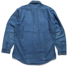 画像2: 80s USA製 FIVE BROTHERファイブブラザー 無地 コットン シャモアクロスシャツ ネイビーグレー フェード T-L (2)