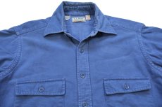 画像3: 80s USA製 L.L.Bean CHAMOIS CLOTH SHIRT 無地 コットン シャモアクロスシャツ ブルーグレー T-15.5 (3)
