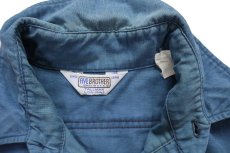 画像5: 80s USA製 FIVE BROTHERファイブブラザー 無地 コットン シャモアクロスシャツ ネイビーグレー フェード T-L (5)