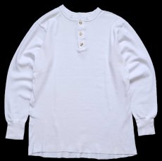 画像2: 80s USA製 Unity Sports Apparel ヘンリーネック 針抜き コットン アンダーシャツ 白 L (2)