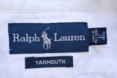画像4: 90s ラルフローレン YARMOUTH ワンポイント ボタンダウン ヘリンボーン コットンシャツ 白 17★特大 (4)