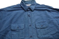 画像3: 80s USA製 FIVE BROTHERファイブブラザー 無地 コットン シャモアクロスシャツ ネイビーグレー フェード T-L (3)