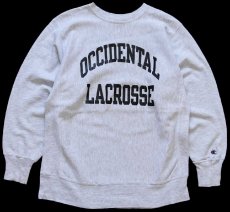 画像1: 90s USA製 Championチャンピオン OCCIDENTAL LACROSSE リバースウィーブ スウェット 杢グレー (1)