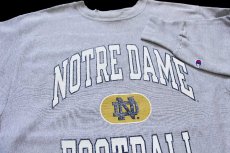 画像3: 90s メキシコ製 Championチャンピオン NOTRE DAME FOOTBALL ひび割れプリント リバースウィーブ スウェット グレー XL (3)