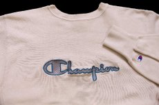 画像3: 90s USA製 Championチャンピオン スクリプト ビッグロゴ刺繍 ブリーチ リバースウィーブ スウェット クリーム L (3)