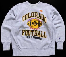 画像1: 90s Championチャンピオン COLORADO FOOTBALL アメフト オレンジ刺繍 リバースウィーブ スウェット 杢グレー (1)