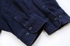 画像6: 00s J.CREW 比翼 コットン シャモアクロス シャツジャケット 濃紺 XL (6)