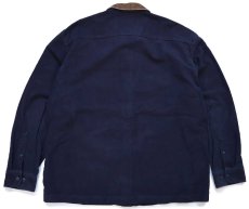 画像2: 00s J.CREW 比翼 コットン シャモアクロス シャツジャケット 濃紺 XL (2)