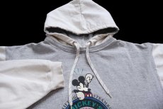 画像3: 90s USA製 Disney MICKEY'S GYMNASIUM ボクシング ミッキー マウス ツートン スウェットパーカー 杢グレー XXL★特大 フーディー (3)