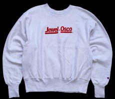 画像1: 00s メキシコ製 Championチャンピオン Jewel-Osco ロゴ刺繍 リバースウィーブ スウェット 杢グレー L (1)