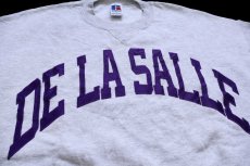 画像3: 90s USA製 RUSSELLラッセル DE LA SALLE アップリケ 前V スウェット 杢ライトグレー L (3)