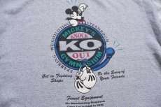 画像4: 90s USA製 Disney MICKEY'S GYMNASIUM ボクシング ミッキー マウス ツートン スウェットパーカー 杢グレー XXL★特大 フーディー (4)