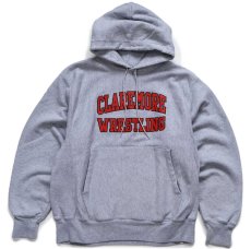 画像1: 00s Championチャンピオン CLAREMORE WRESTLING リバースウィーブ スウェットパーカー 杢グレー M★フーディー (1)