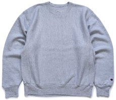 画像1: 00s Championチャンピオン 無地 目無し リバースウィーブ スウェット 杢グレー M★A ブランク ブックストア (1)